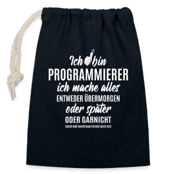 Ich bin Programmierer ich mache alles später - Verschließbarer Geschenkbeutel aus Baumwolle (14x20cm) - Navy - Vorne