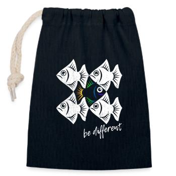 Be different - Pisces - swimming against the tide - Closable cotton gift bag (14x20cm) - navy - Front