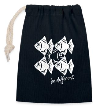 Be different - Pisces - swimming against the tide - Closable cotton gift bag (14x20cm) - navy - Front