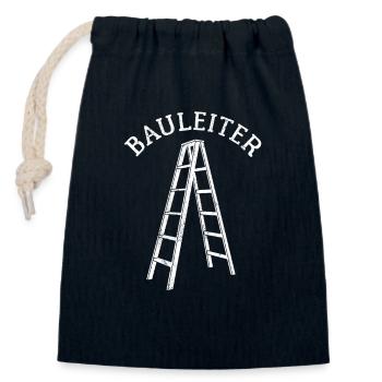 Bauleiter - Baustelle - Leiter Wortspiel - Verschließbarer Geschenkbeutel aus Baumwolle (14x20cm) - Navy - Vorne