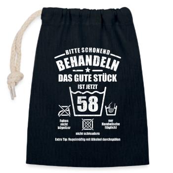 Schonend behandeln - 58. Geburtstag Geschenk - Verschließbarer Geschenkbeutel aus Baumwolle (14x20cm) - Navy - Vorne