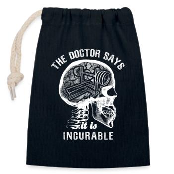 The doctor says it's incurable - bench press - Closable cotton gift bag (14x20cm) - navy - Front