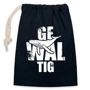 Gewaltig Wal - Buckelwal - Meeressäuger - Geschenk - Verschließbarer Geschenkbeutel aus Baumwolle (14x20cm) - Navy - Vorne