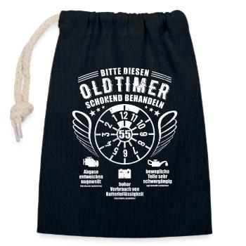 Oldtimer schonend behandeln - 55. Geburtstag - Verschließbarer Geschenkbeutel aus Baumwolle (14x20cm) - Navy - Vorne