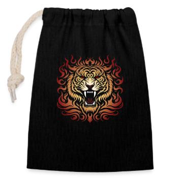 Tiger Style Tattoo Flames Tribal Art - Closable cotton gift bag (14x20cm) - black - Front