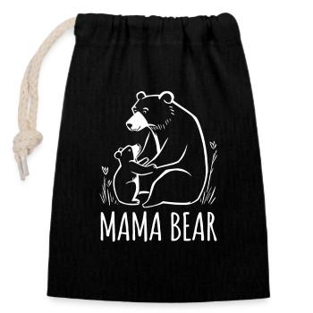Mama Bear - Muttertag Geschenk - beste Mama - Verschließbarer Geschenkbeutel aus Baumwolle (14x20cm) - Schwarz - Vorne