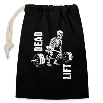 Skelett, Deadlift, Kraftsport, Training - Verschließbarer Geschenkbeutel aus Baumwolle (14x20cm) - Schwarz - Vorne