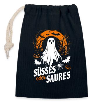 Halloween Gespenst - Süßes oder Saures - Verschließbarer Geschenkbeutel aus Baumwolle (14x20cm) - Navy - Vorne