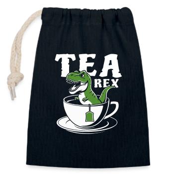Tea Rex - Un T-Rex dans le T-Rex - Jeu de Mots - Sac cadeau en coton avec cordon (14 x 20 cm) - bleu marine - Devant