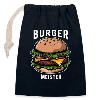 Burger Meister, Burger - Fast Food - lecker - Verschließbarer Geschenkbeutel aus Baumwolle (14x20cm) - Navy - Vorne