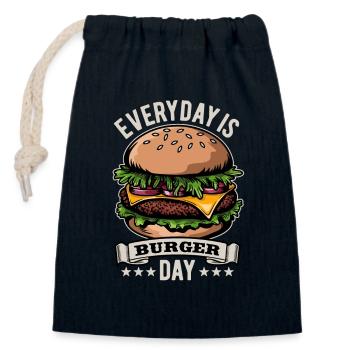 Everyday is Burger Day - Fast Food - lecker - Verschließbarer Geschenkbeutel aus Baumwolle (14x20cm) - Navy - Vorne