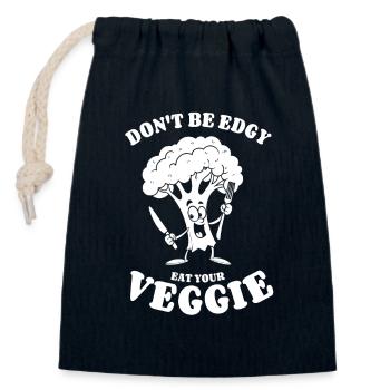 Ne soyez pas énervé, mangez votre Veggie - Brocoli, végétalien - Sac cadeau en coton avec cordon (14 x 20 cm) - bleu marine - Devant