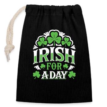 Irish for a day - Shamrock - Ireland - Closable cotton gift bag (14x20cm) - black - Front