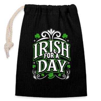Irish for a day - Shamrock - Ireland - Closable cotton gift bag (14x20cm) - black - Front