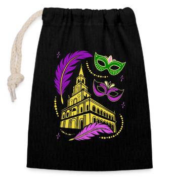 Mardi Gras - Karneval - Maske - Geschenk - Verschließbarer Geschenkbeutel aus Baumwolle (14x20cm) - Schwarz - Vorne