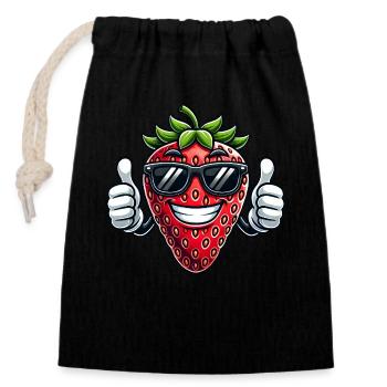 Lunettes de soleil Fruity Strawberry Cool Pouces vers le haut - Sac cadeau en coton avec cordon (14 x 20 cm) - noir - Devant