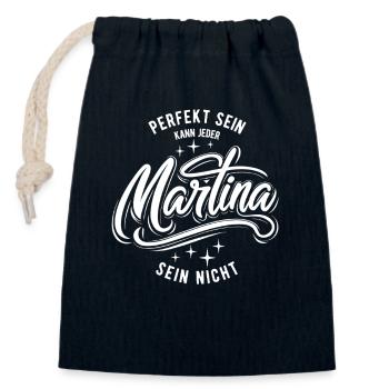 Vornamen Martina - Namenstag - Geschenk - Verschließbarer Geschenkbeutel aus Baumwolle (14x20cm) - Navy - Vorne