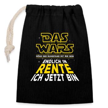 Das Wars, Rente, Endlich in Rente ich jetzt bin - Verschließbarer Geschenkbeutel aus Baumwolle (14x20cm) - Schwarz - Vorne