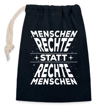 Menschenrechte statt rechte Menschen, Gegen Rechts - Verschließbarer Geschenkbeutel aus Baumwolle (14x20cm) - Navy - Vorne