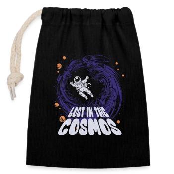 Lost in the Cosmos - Astronaut - Space - Closable cotton gift bag (14x20cm) - black - Front