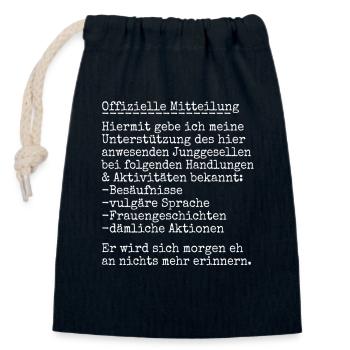 JGA Kumpel - offizielle Mitteilung - Verschließbarer Geschenkbeutel aus Baumwolle (14x20cm) - Navy - Vorne
