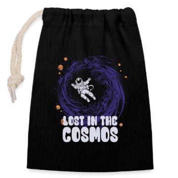 Lost in the Cosmos - Astronaut - Weltall - Verschließbarer Geschenkbeutel aus Baumwolle (14x20cm) - Schwarz - Vorne