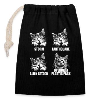 Chat - perception sélective - dire - Sac cadeau en coton avec cordon (14 x 20 cm) - noir - Devant