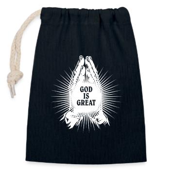 God is great - praying - prayer - praying hands - Closable cotton gift bag (14x20cm) - navy - Front