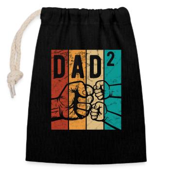 Dad 2 - Dad of two children - Team - Family - Closable cotton gift bag (14x20cm) - black - Front