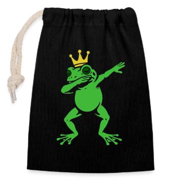 Dabbing Frog avec Couronne - Dab Dance - Cadeau - Sac cadeau en coton avec cordon (14 x 20 cm) - noir - Devant