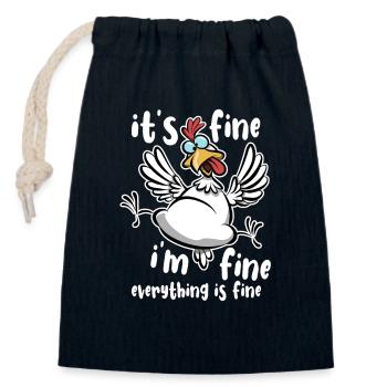 Chicken - It's fine, I'm fine, everything is fine - Closable cotton gift bag (14x20cm) - navy - Front