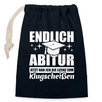 Endlich Abitur - Lizenz zum Klugscheißen - Verschließbarer Geschenkbeutel aus Baumwolle (14x20cm) - Navy - Vorne