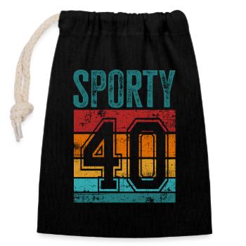 40th Birthday 40 Years Old Sporty 40 - Closable cotton gift bag (14x20cm) - black - Front