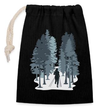 Courir, Coureur, Femme en trail - Sac cadeau en coton avec cordon (14 x 20 cm) - noir - Devant
