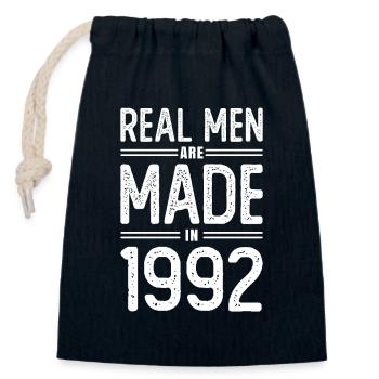Anniversaire De vrais hommes sont nés en 1992 - Sac cadeau en coton avec cordon (14 x 20 cm) - bleu marine - Devant