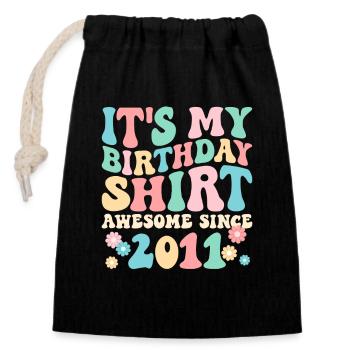 Birthday birthday shirt especially since 2011 - Closable cotton gift bag (14x20cm) - black - Front