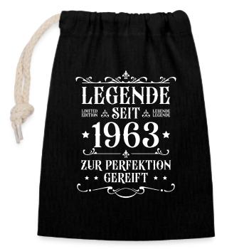 60er 1963 Jahrgang 60. Geburtstag Geschenk - Verschließbarer Geschenkbeutel aus Baumwolle (14x20cm) - Schwarz - Vorne