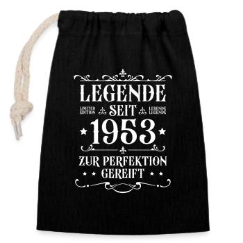 70er 1953 Jahrgang 70. Geburtstag Geschenk - Verschließbarer Geschenkbeutel aus Baumwolle (14x20cm) - Schwarz - Vorne
