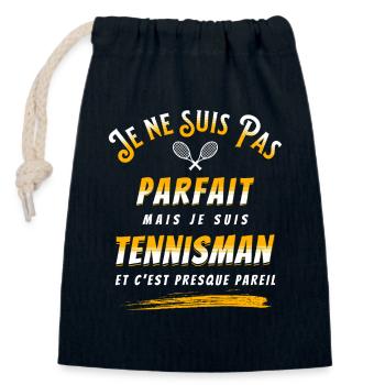 Tennis idée cadeau pour Tennisman passion Sport - Sac cadeau en coton avec cordon (14 x 20 cm) - bleu marine - Devant