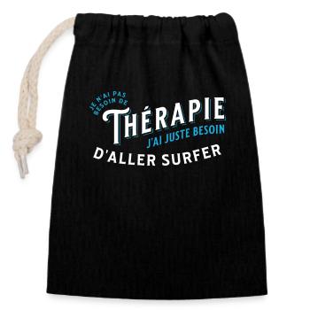 Surf Idée Cadeau Pour Surfeur Citation Humour - Sac cadeau en coton avec cordon (14 x 20 cm) - noir - Devant