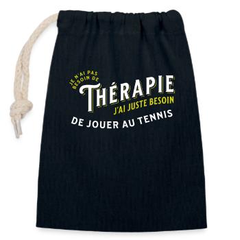 Tennis idée cadeau pour Tennisman passion Sport - Sac cadeau en coton avec cordon (14 x 20 cm) - bleu marine - Devant