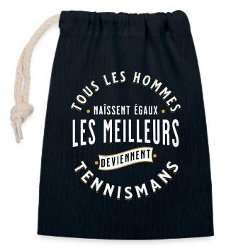 Tennis idée cadeau pour Tennisman passion Sport - Sac cadeau en coton avec cordon (14 x 20 cm) - bleu marine - Devant