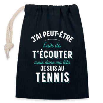 Tennis cadeau pour Tennisman rigolo Drôle Citation - Sac cadeau en coton avec cordon (14 x 20 cm) - bleu marine - Devant