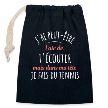 Tennis cadeau pour Tennisman rigolo Drôle Citation - Sac cadeau en coton avec cordon (14 x 20 cm) - bleu marine - Devant