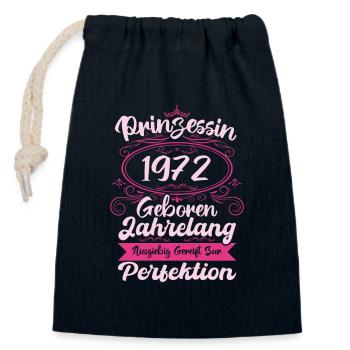 Prinzessin seit 1972 Geburtstag 1972 - Verschließbarer Geschenkbeutel aus Baumwolle (14x20cm) - Navy - Vorne