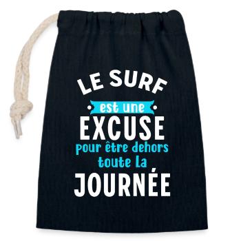 Surf Cadeau Pour Surfeur Citation Humour Rigolo - Sac cadeau en coton avec cordon (14 x 20 cm) - bleu marine - Devant