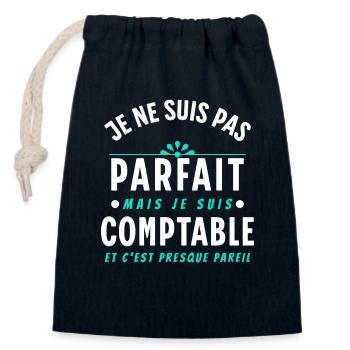 Comptable Cadeau Rigolo Dicton Humour Slogan - Sac cadeau en coton avec cordon (14 x 20 cm) - bleu marine - Devant