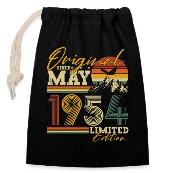May 1954 Vintage Retro Birthday - Closable cotton gift bag (14x20cm) - black - Front