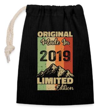 2019 Édition limitée originale à partir de 2019 - Sac cadeau en coton avec cordon (14 x 20 cm) - noir - Devant