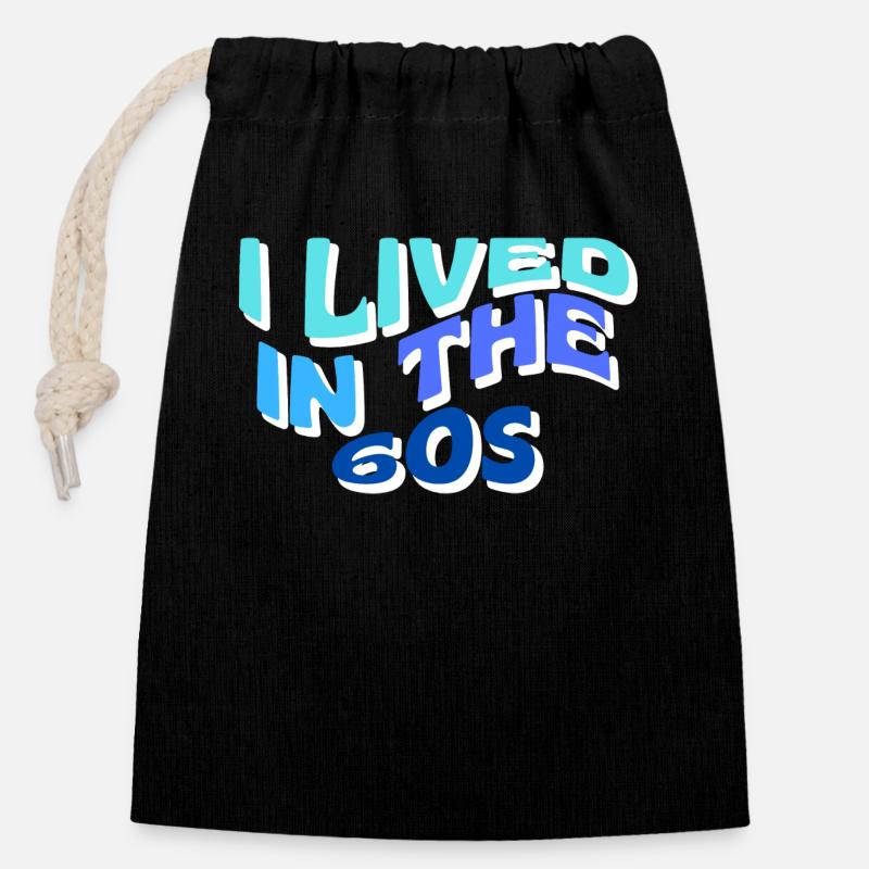 I lived in the 60s - Closable cotton gift bag (14x20cm) - black